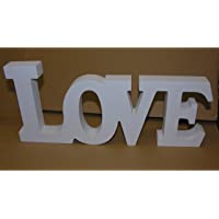 Adorno «Love» de madera MDF blanco- decoración- 33 x 14-5 cm
